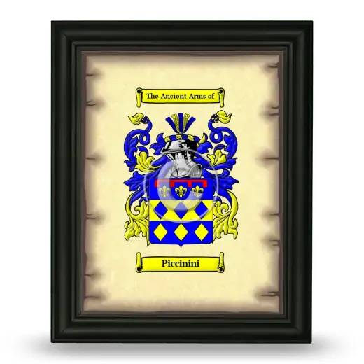 Piccinini Coat of Arms Framed - Black