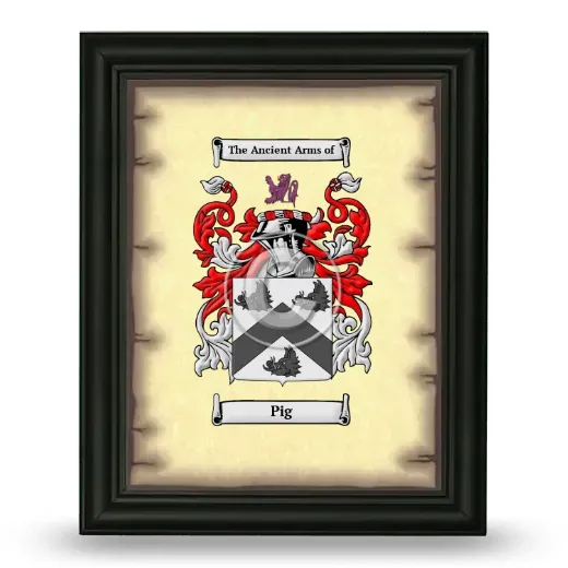 Pig Coat of Arms Framed - Black
