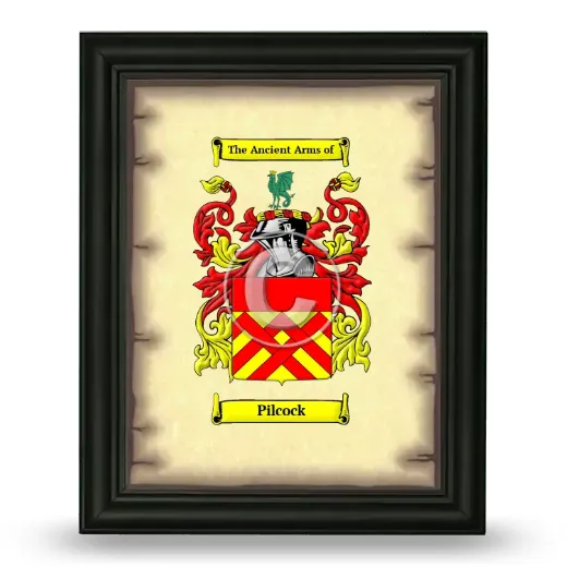 Pilcock Coat of Arms Framed - Black