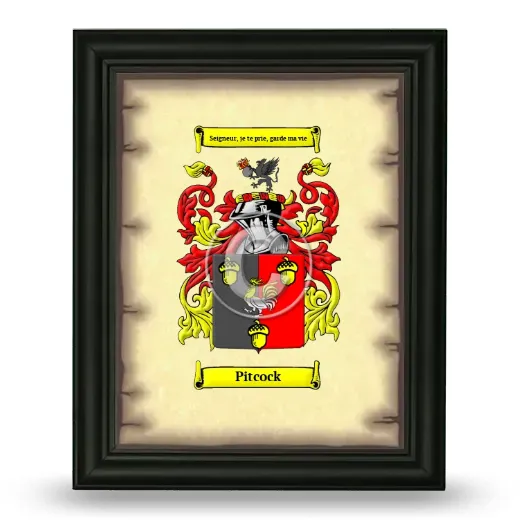 Pitcock Coat of Arms Framed - Black