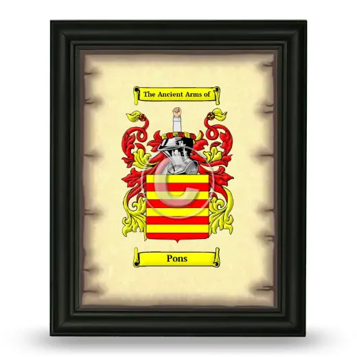 Pons Coat of Arms Framed - Black