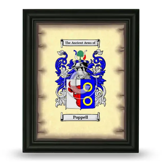 Poppell Coat of Arms Framed - Black