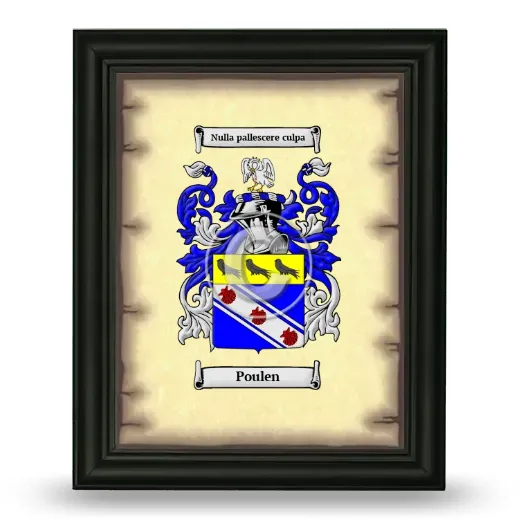 Poulen Coat of Arms Framed - Black