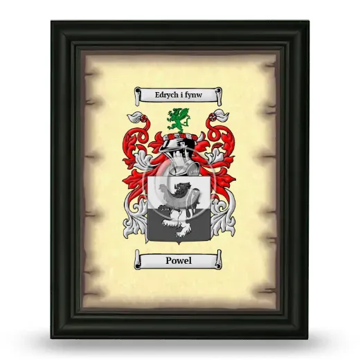 Powel Coat of Arms Framed - Black