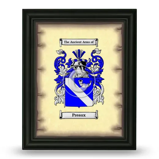 Preaux Coat of Arms Framed - Black