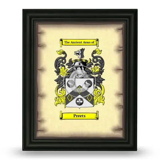 Preets Coat of Arms Framed - Black