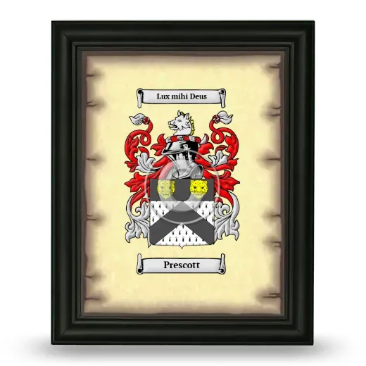 Prescott Coat of Arms Framed - Black