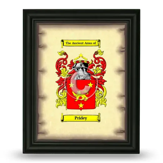 Pridey Coat of Arms Framed - Black