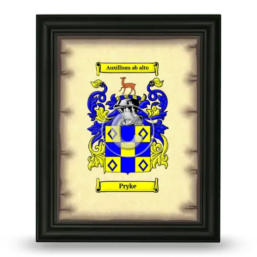 Pryke Coat of Arms Framed - Black