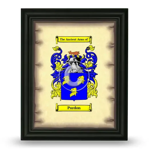 Purdon Coat of Arms Framed - Black