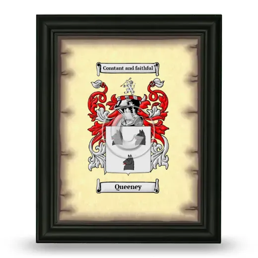 Queeney Coat of Arms Framed - Black