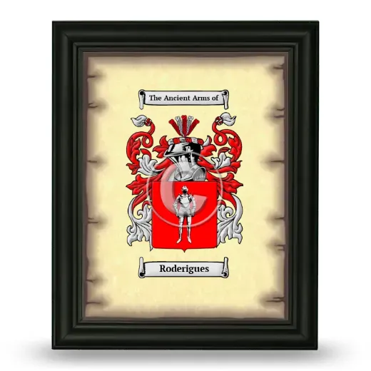Roderigues Coat of Arms Framed - Black