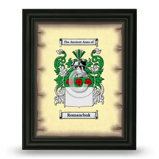 Romanchuk Coat of Arms Framed - Black