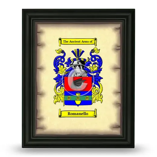 Romanello Coat of Arms Framed - Black