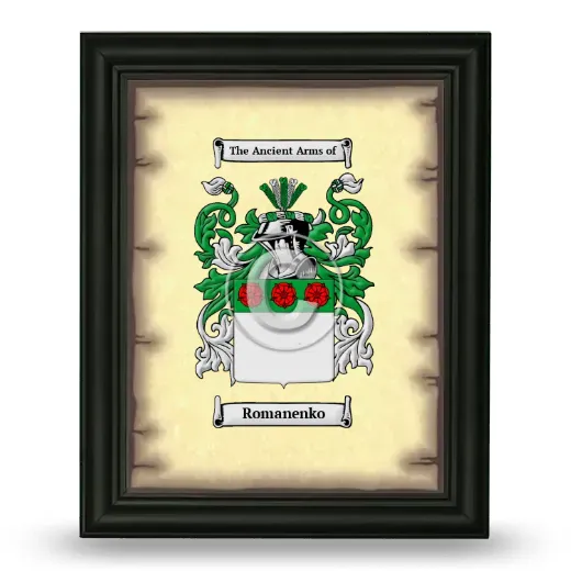 Romanenko Coat of Arms Framed - Black