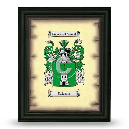 Saldana Coat of Arms Framed - Black