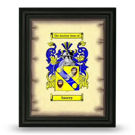 Saucey Coat of Arms Framed - Black