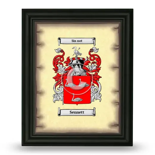 Sennett Coat of Arms Framed - Black