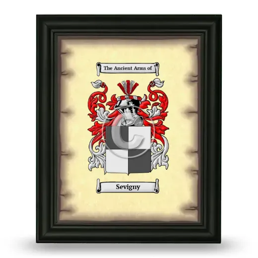 Sevigny Coat of Arms Framed - Black