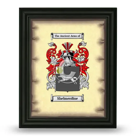 Shelmerdine Coat of Arms Framed - Black