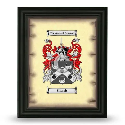 Shortis Coat of Arms Framed - Black