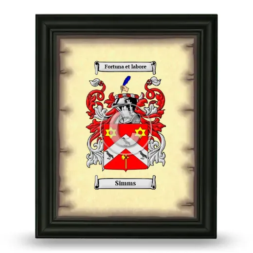 Simms Coat of Arms Framed - Black