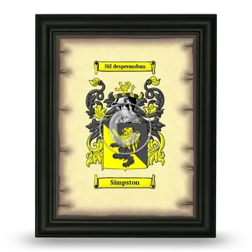 Simpston Coat of Arms Framed - Black