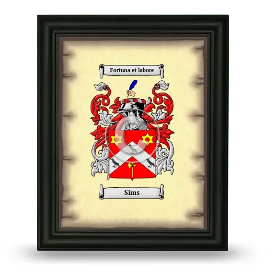 Sims Coat of Arms Framed - Black
