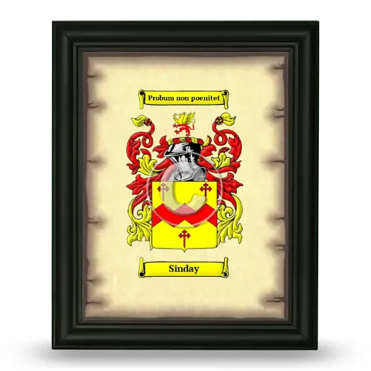 Sinday Coat of Arms Framed - Black