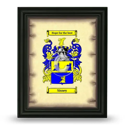 Sisney Coat of Arms Framed - Black