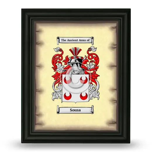 Sousa Coat of Arms Framed - Black