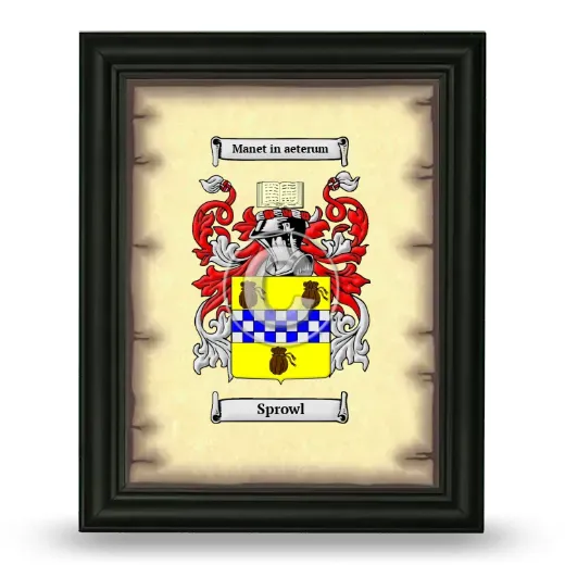 Sprowl Coat of Arms Framed - Black
