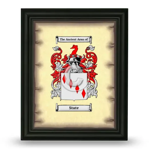 State Coat of Arms Framed - Black