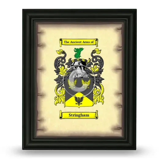 Stringham Coat of Arms Framed - Black