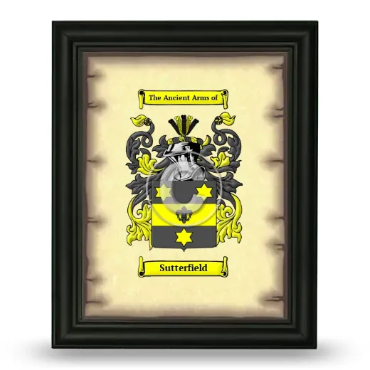 Sutterfield Coat of Arms Framed - Black