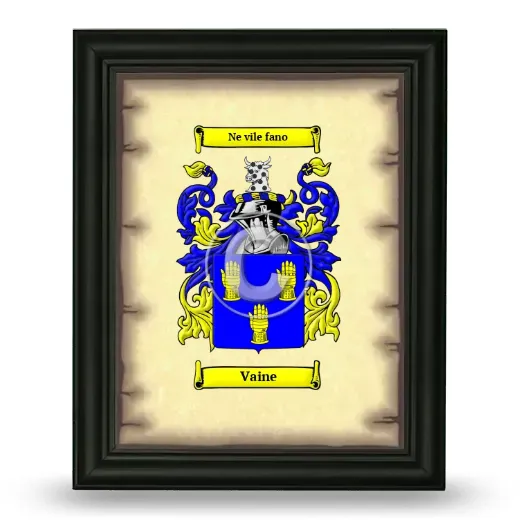 Vaine Coat of Arms Framed - Black