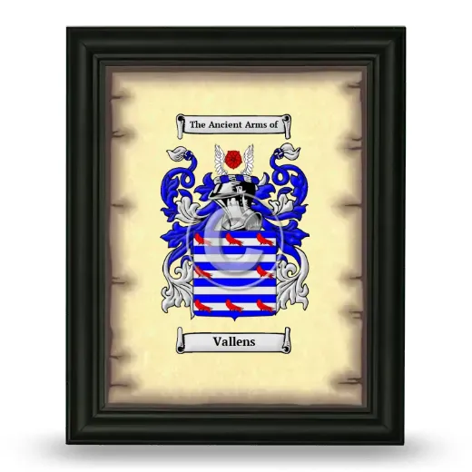 Vallens Coat of Arms Framed - Black