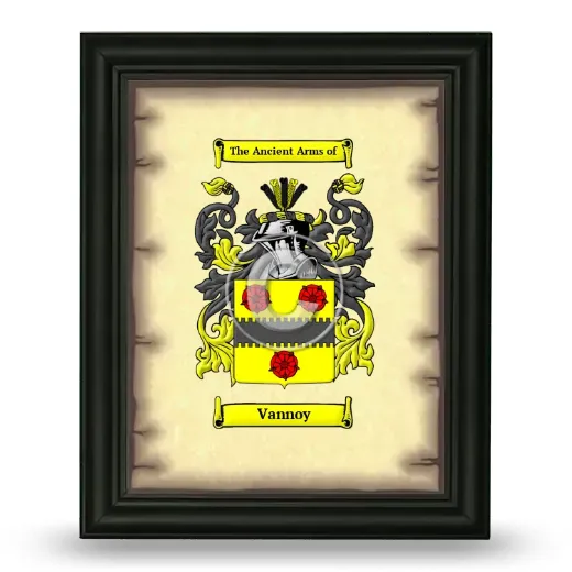 Vannoy Coat of Arms Framed - Black