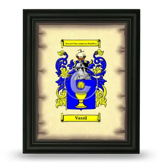 Vassil Coat of Arms Framed - Black