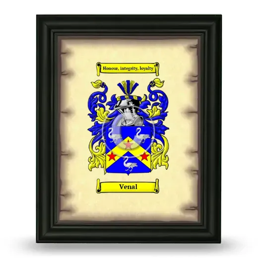 Venal Coat of Arms Framed - Black