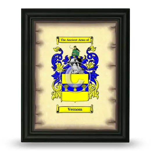 Vernom Coat of Arms Framed - Black