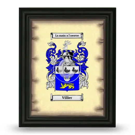 Villier Coat of Arms Framed - Black