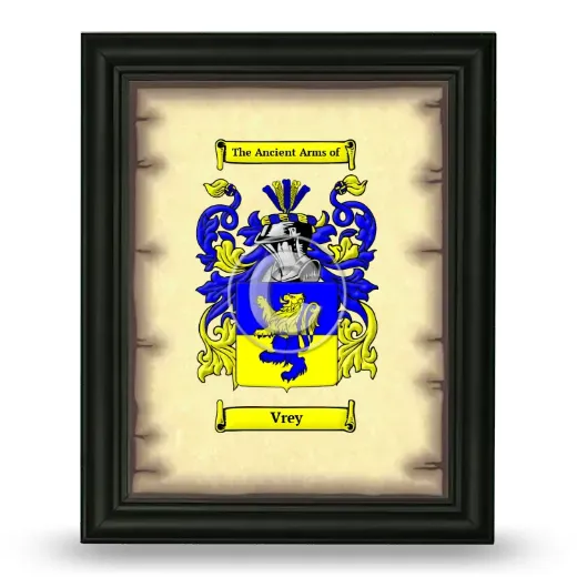 Vrey Coat of Arms Framed - Black