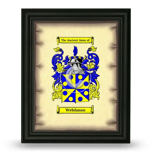 Welshman Coat of Arms Framed - Black