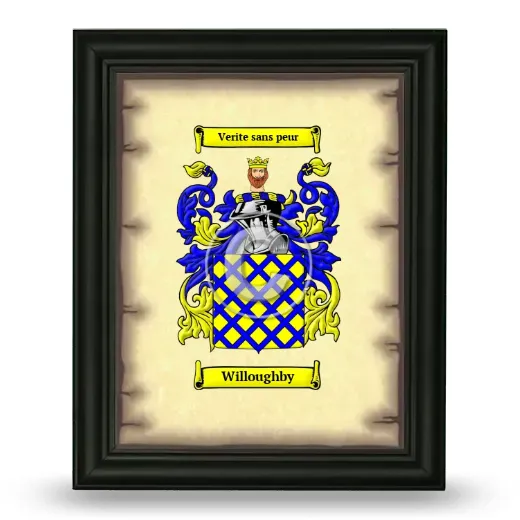 Willoughby Coat of Arms Framed - Black