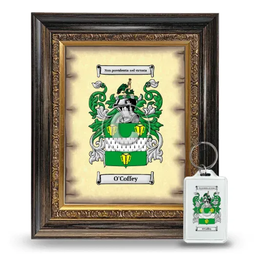 O'Coffey Framed Coat of Arms and Keychain - Heirloom