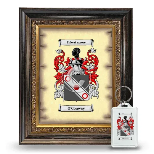 O'Conway Framed Coat of Arms and Keychain - Heirloom