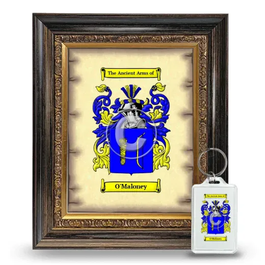 O'Maloney Framed Coat of Arms and Keychain - Heirloom