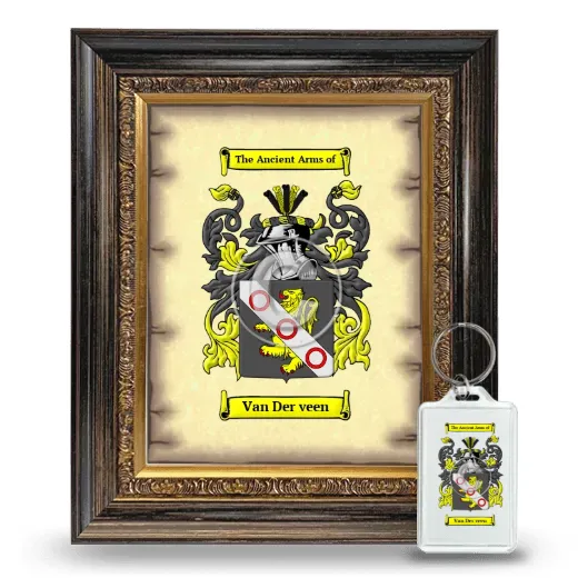 Van Der veen Framed Coat of Arms and Keychain - Heirloom
