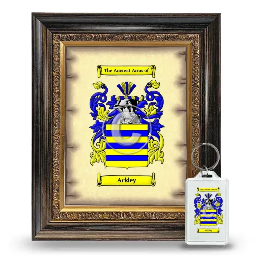 Ackley Framed Coat of Arms and Keychain - Heirloom